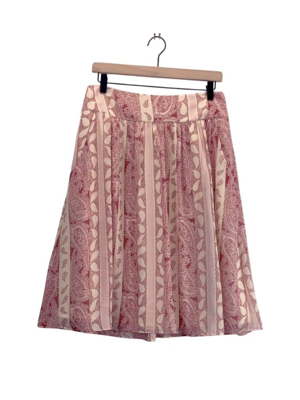 Ann Taylor Floucey Skirt Sz 6 Blush Pink Paisley Gauzy Fabric Knee Drop Waist